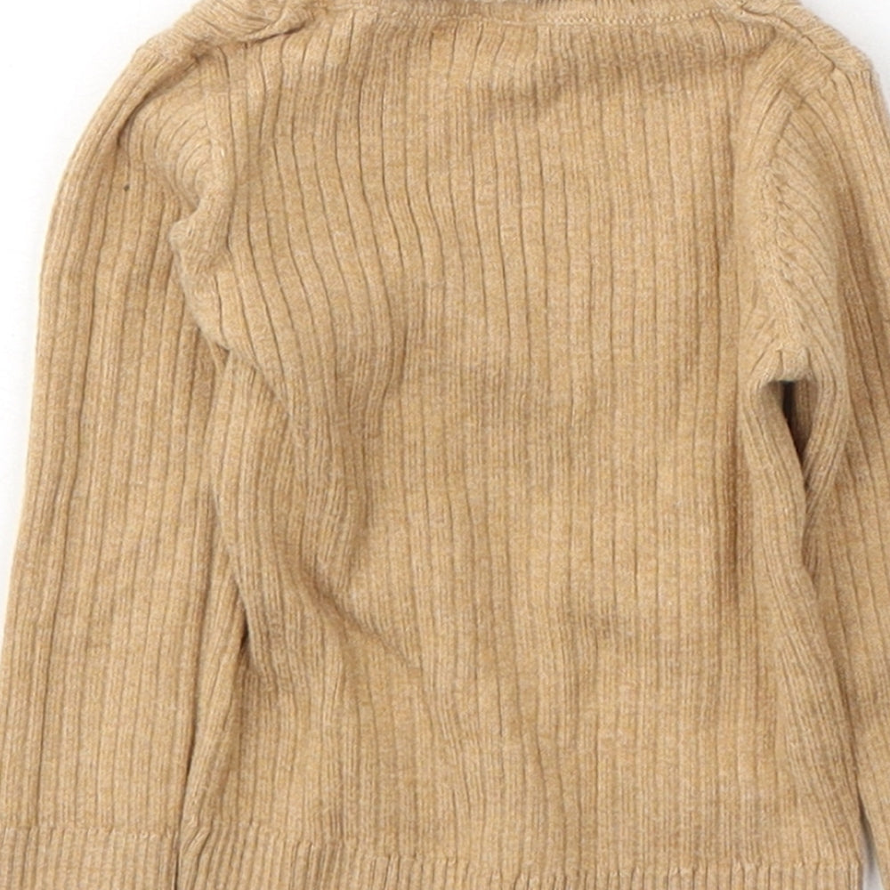 NEXT Girls Brown Cotton Jersey Casual Size 6-9 Months Roll Neck Pullover