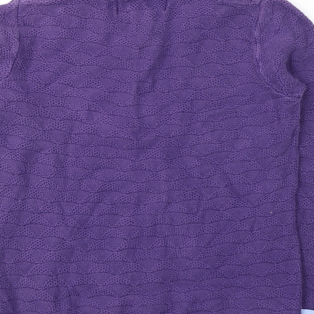 Paco Boutique Womens Purple Collared Cotton Pullover Jumper Size 10