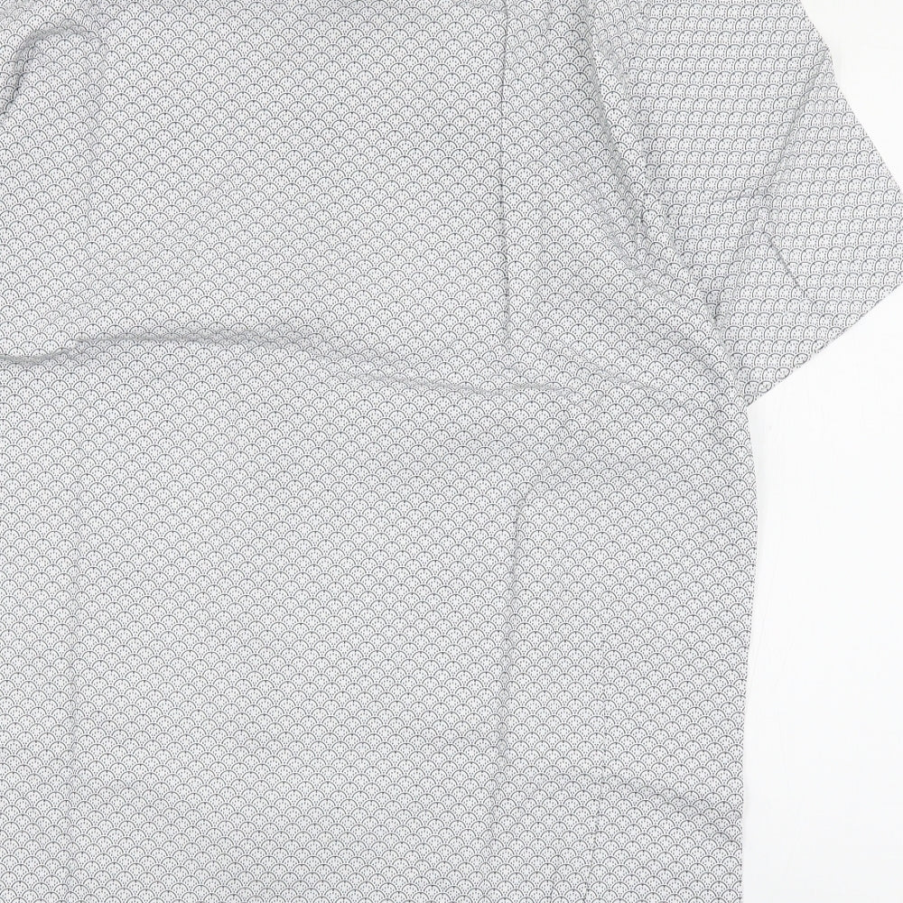George Mens Black Geometric Cotton Button-Up Size L Collared Button