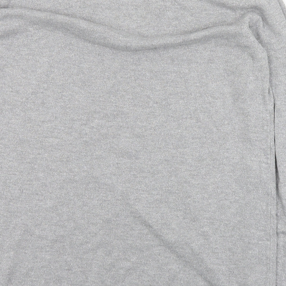 Retrology Womens Grey V-Neck Rayon Pullover Jumper Size M