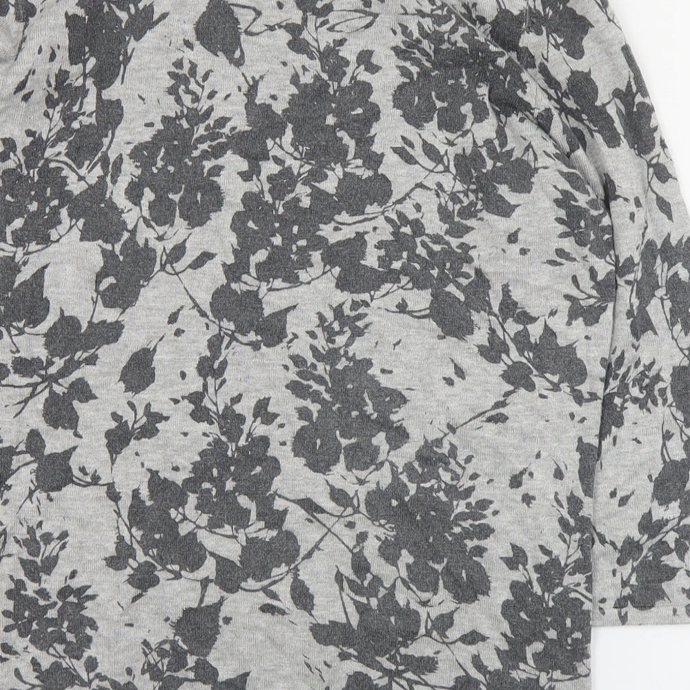 Minuet Petite Womens Grey Boat Neck Floral Viscose Pullover Jumper Size S