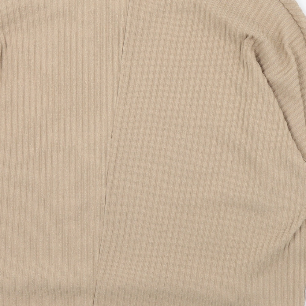 New Look Womens Brown V-Neck Polyester Pullover Jumper Size S