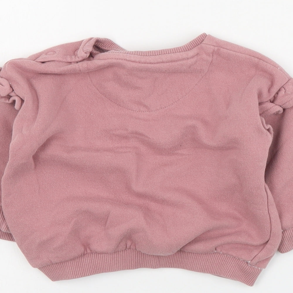 F&F Baby Pink Cotton Pullover Jumper Size 6-9 Months Snap - Disney