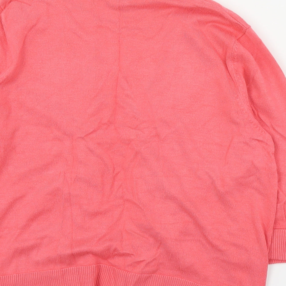 Hepburn Womens Pink V-Neck Viscose Cardigan Jumper Size M