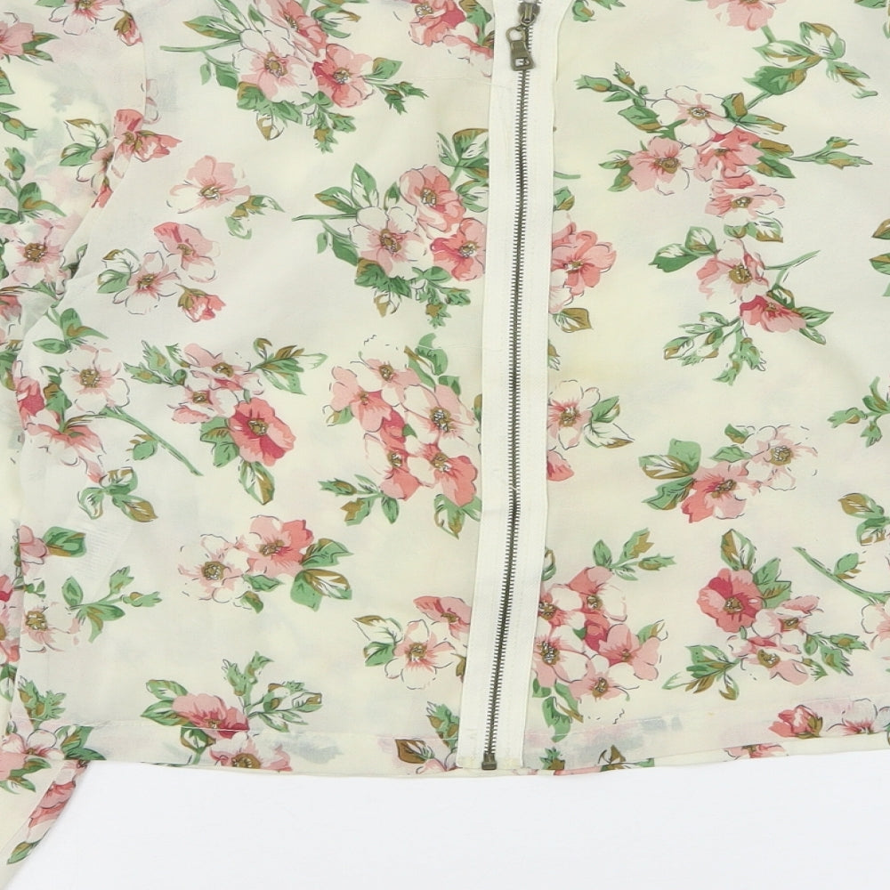 Apricot Womens Beige Floral Polyester Basic Blouse Size M Round Neck