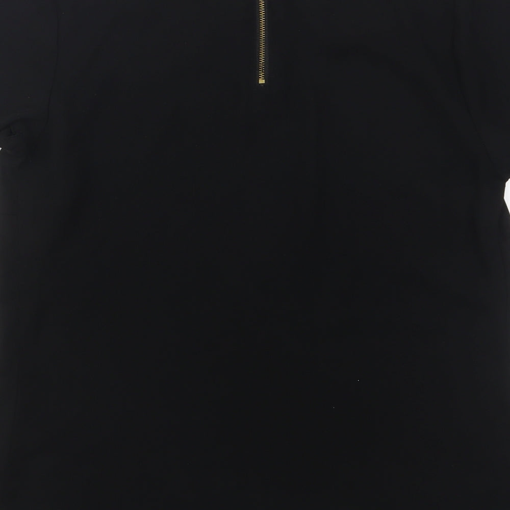 Papaya Womens Black Polyester Basic Blouse Size 8 Round Neck