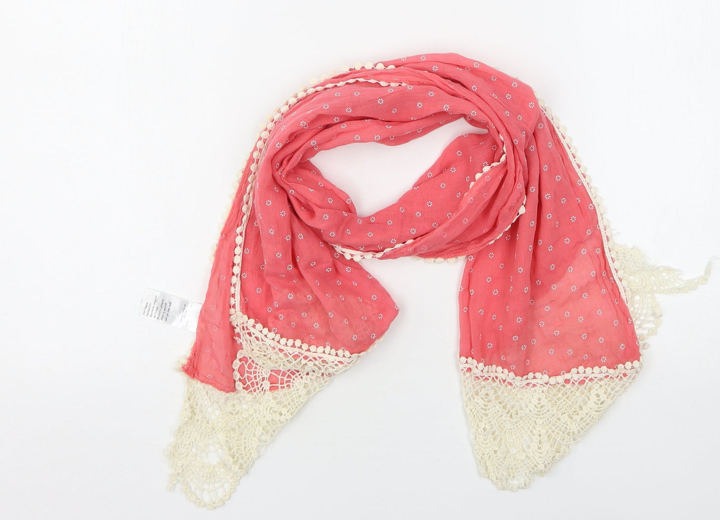Peacocks Womens Pink Polka Dot Cotton Scarf