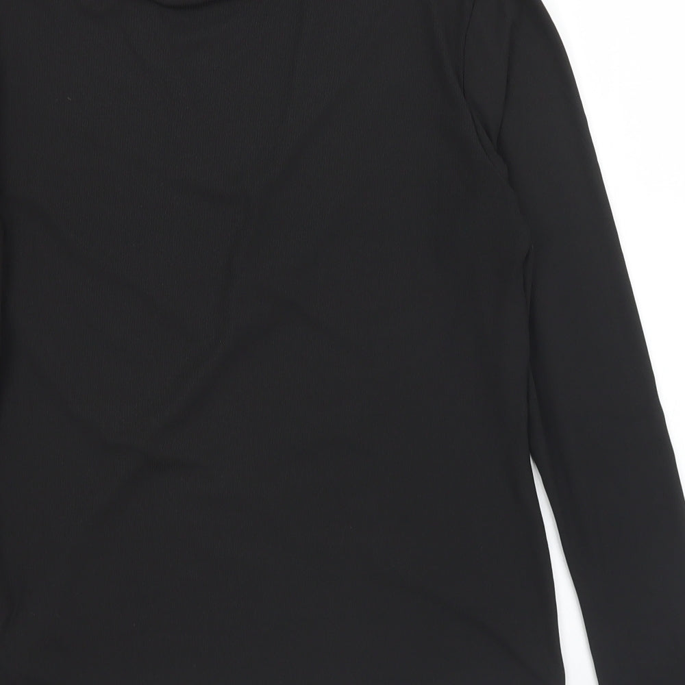 H&M Womens Black Polyester Basic T-Shirt Size L Mock Neck
