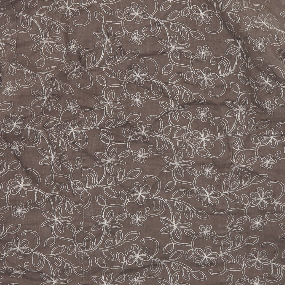 Anne Carson Womens Brown Floral Jacket Size S Button