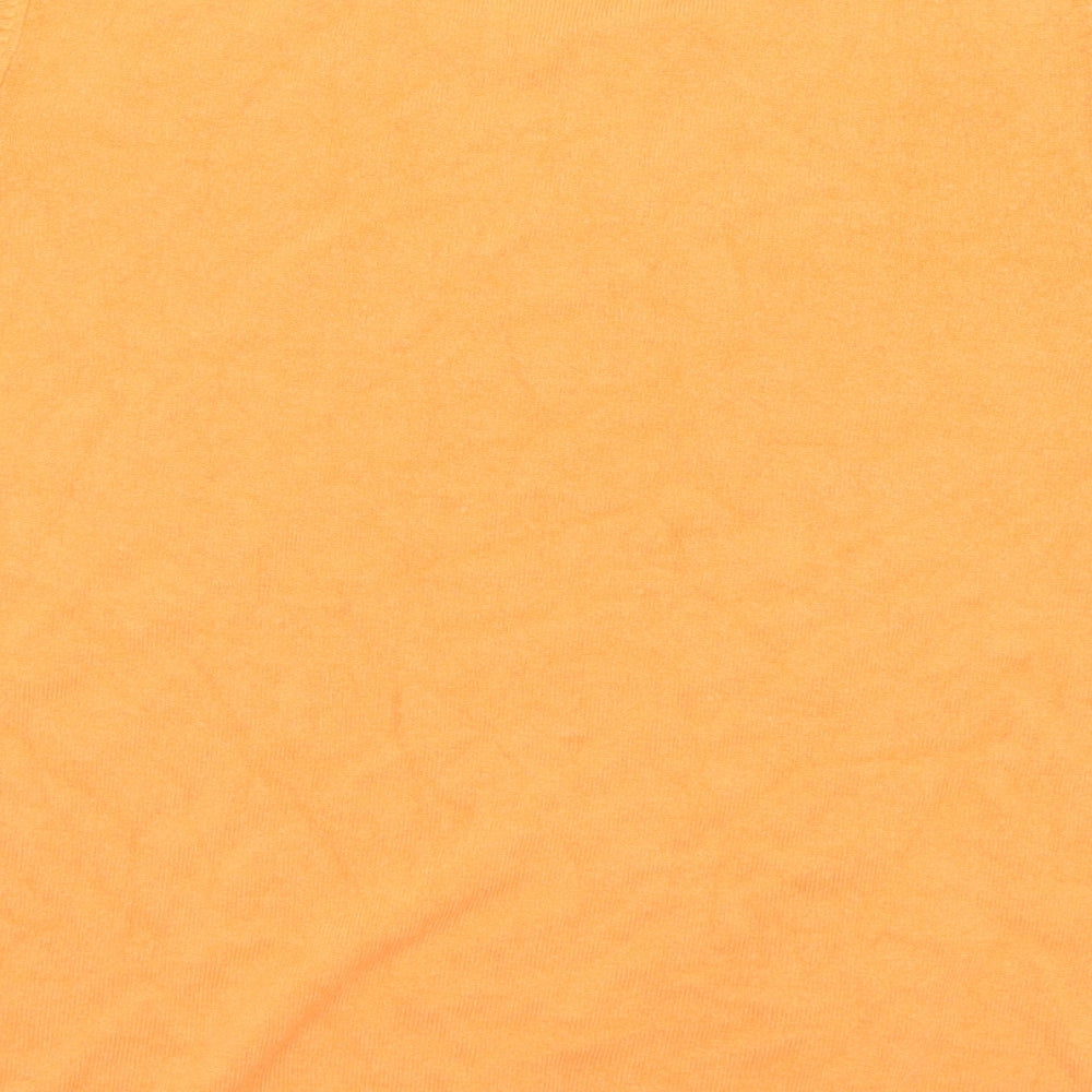 Classic Womens Orange Round Neck Acrylic Pullover Jumper Size S - S/M