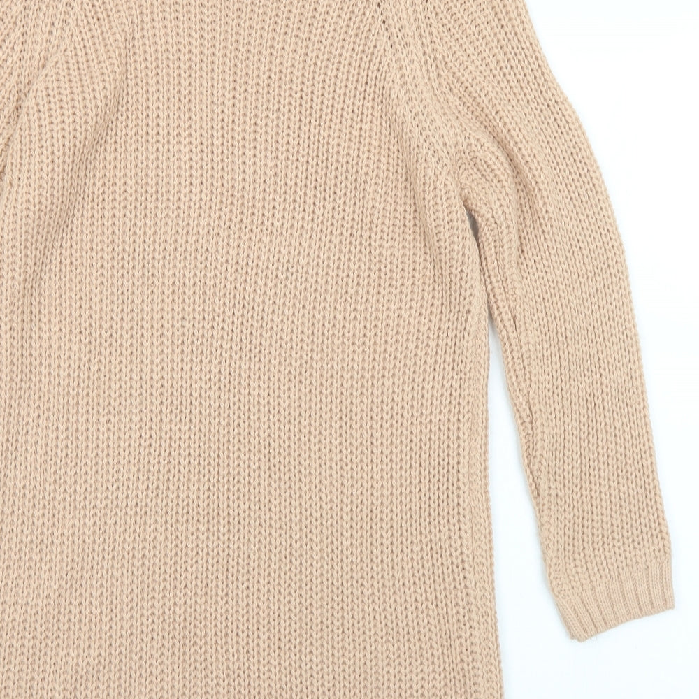Piano Womens Beige Roll Neck Acrylic Pullover Jumper Size M