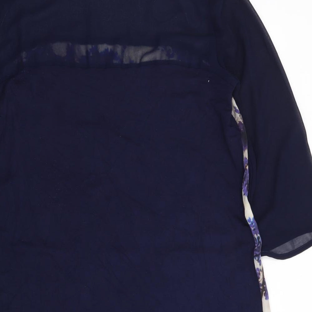 Principles Womens Blue Floral Polyester Shift Size 16 Round Neck Pullover