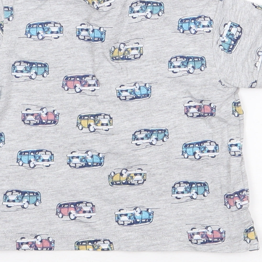 M&Co Boys Grey Geometric Cotton Jersey Polo Size 3-6 Months Collared Pullover