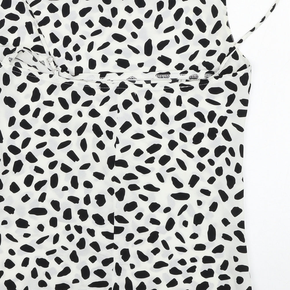 IVIVI Womens White Animal Print Polyester Basic T-Shirt Size M Square Neck