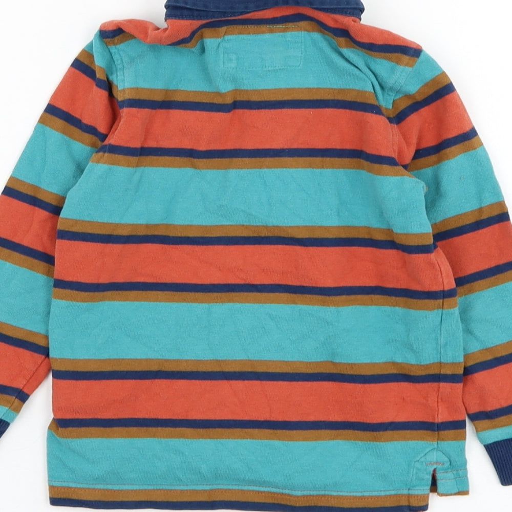 Marks & Spencer Girls Blue Animal Print Cotton Basic Polo Size 3-4 Years Collared Pullover