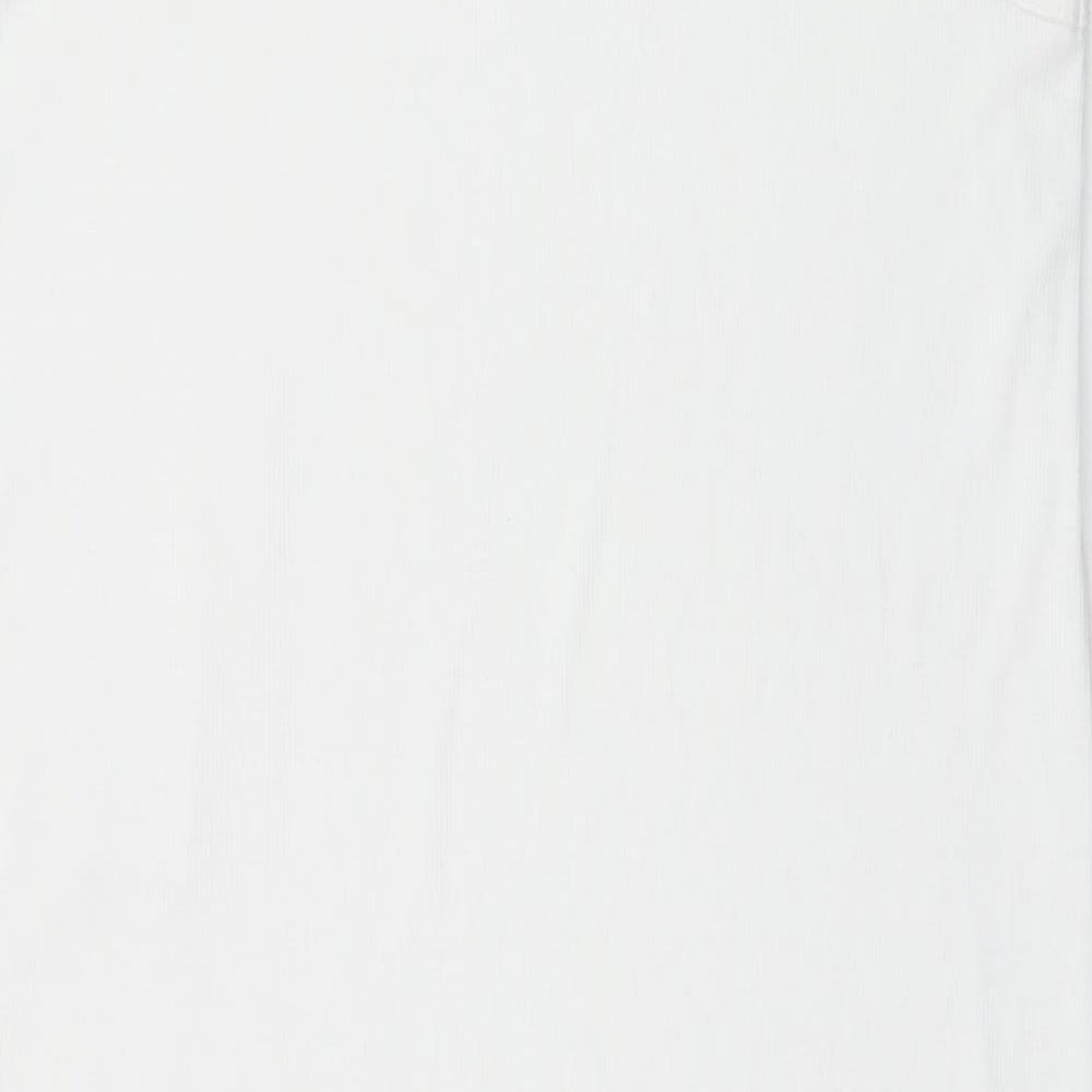Atmosphere Womens White Polyester Basic Tank Size 14 Mock Neck - Asymmetrical
