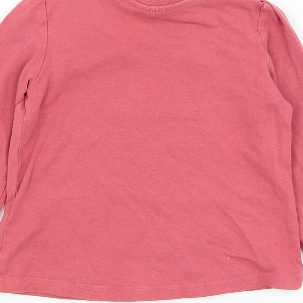 So Cute Girls Pink Cotton Basic T-Shirt Size 9-12 Months Round Neck Pullover