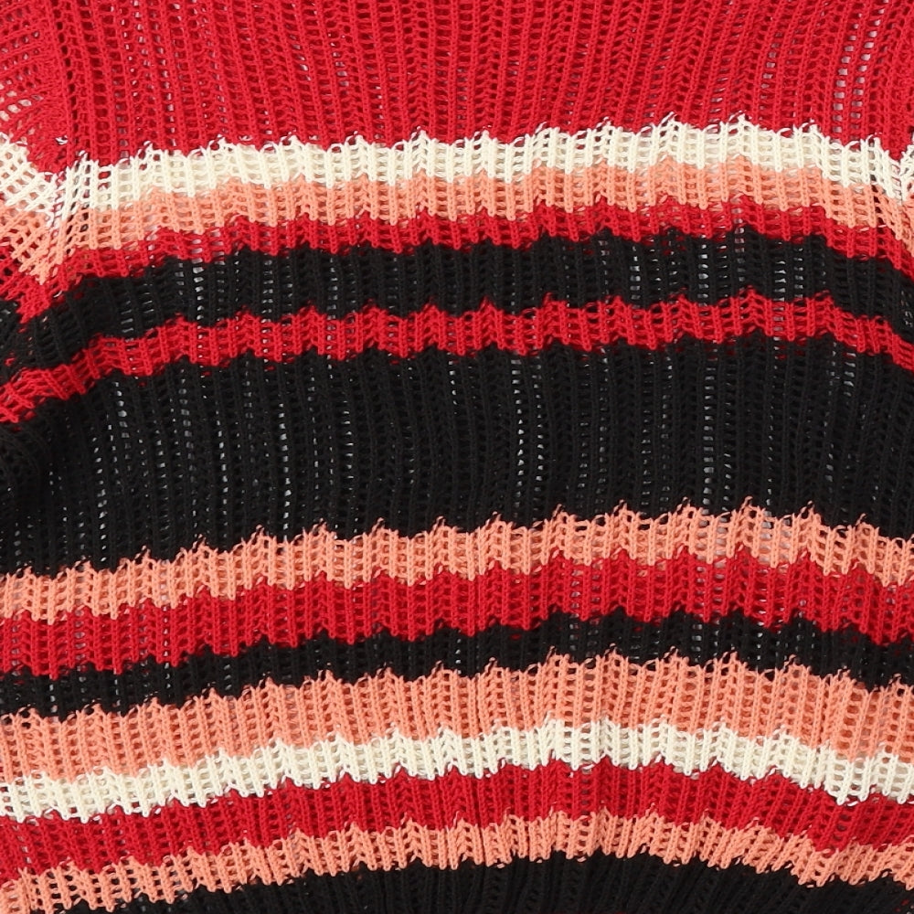 NEXT Womens Multicoloured Mock Neck Striped Acrylic Pullover Jumper Size 8