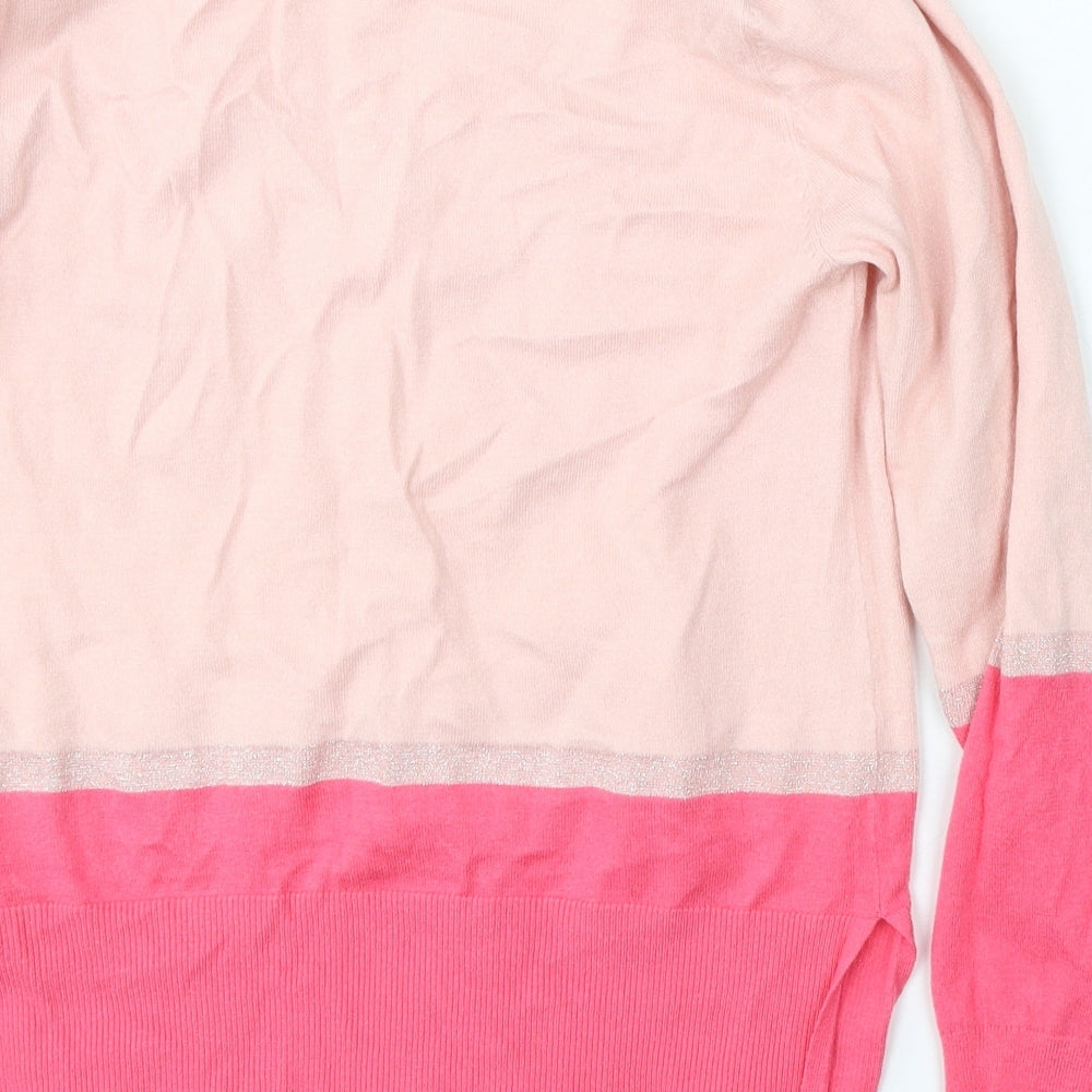Oasis Womens Pink Round Neck Viscose Pullover Jumper Size M