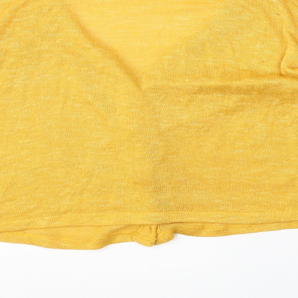 H&M Womens Yellow Round Neck Polyester Cardigan Jumper Size XS