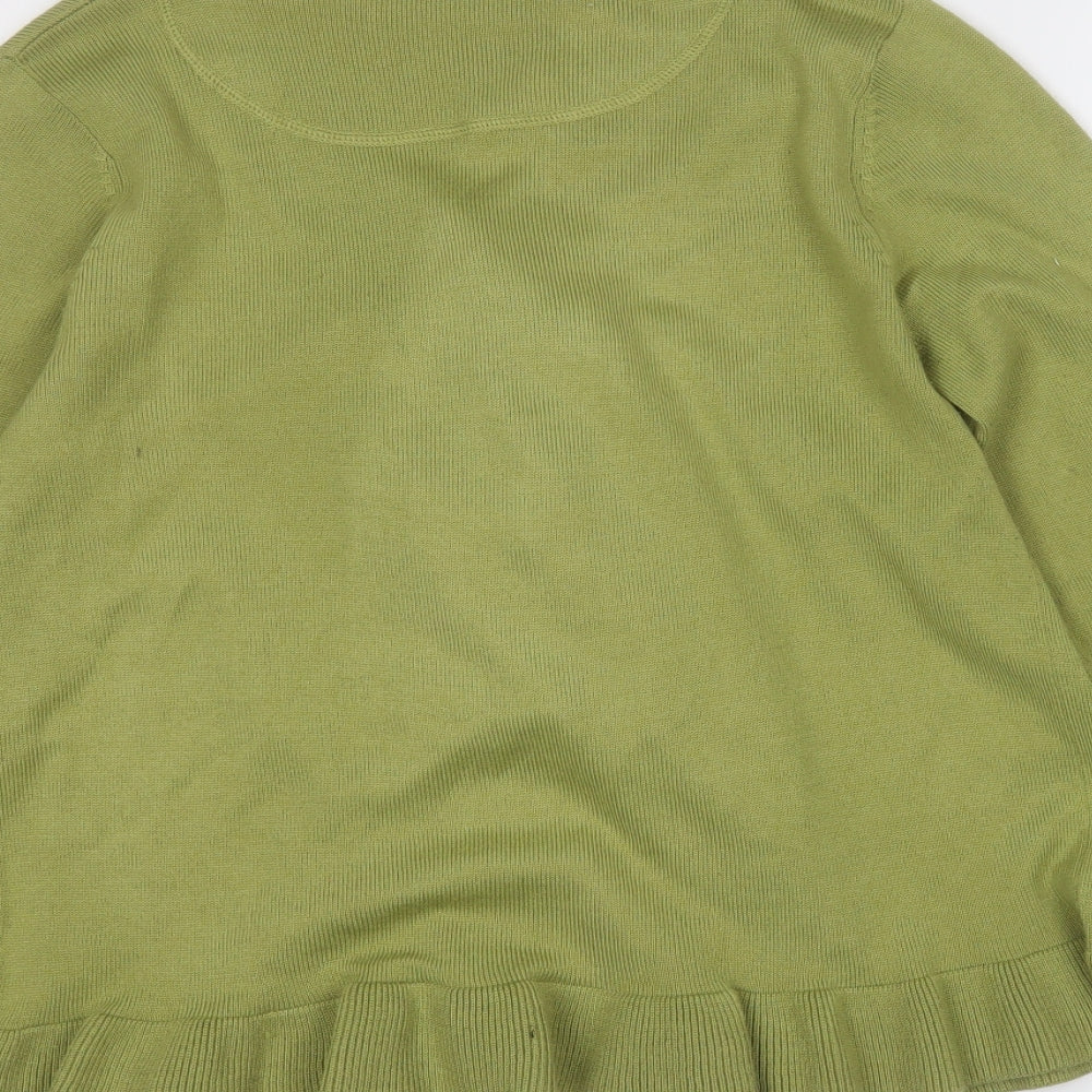 Moda Womens Green Round Neck Acrylic Cardigan Jumper Size 14