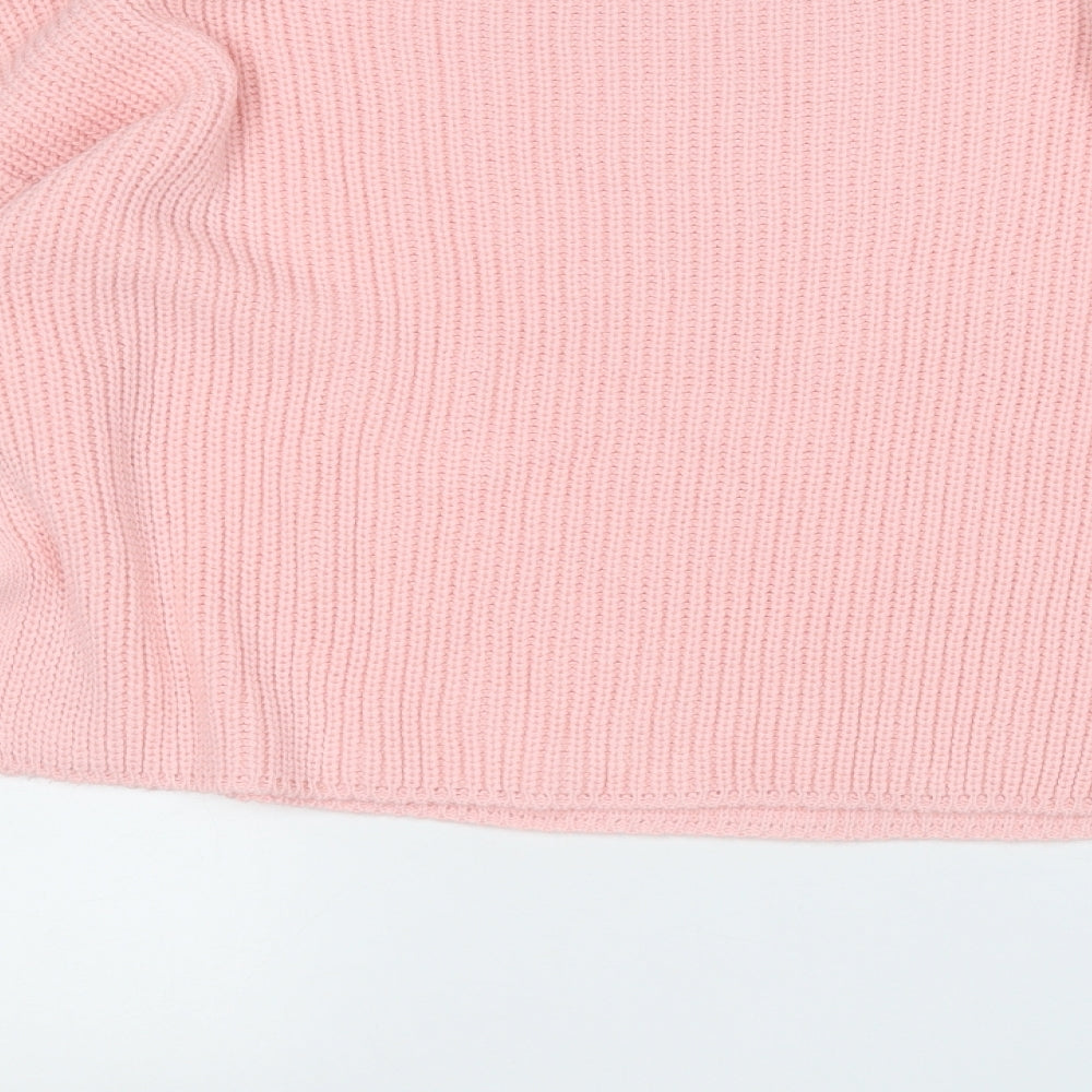 Boohoo Womens Pink Round Neck Acrylic Pullover Jumper Size L