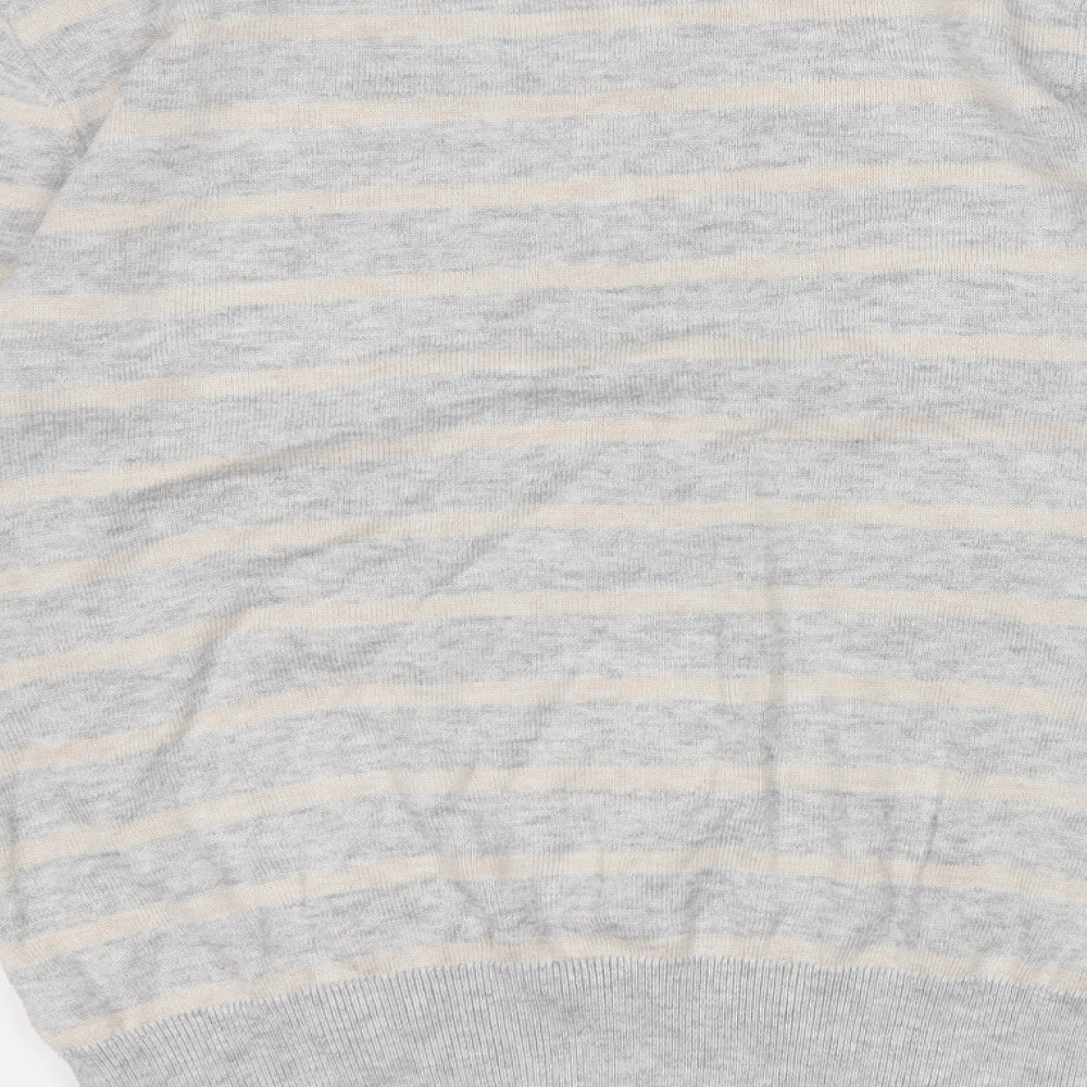 Red Herring Womens Grey Round Neck Geometric Polyester Pullover Jumper Size 12