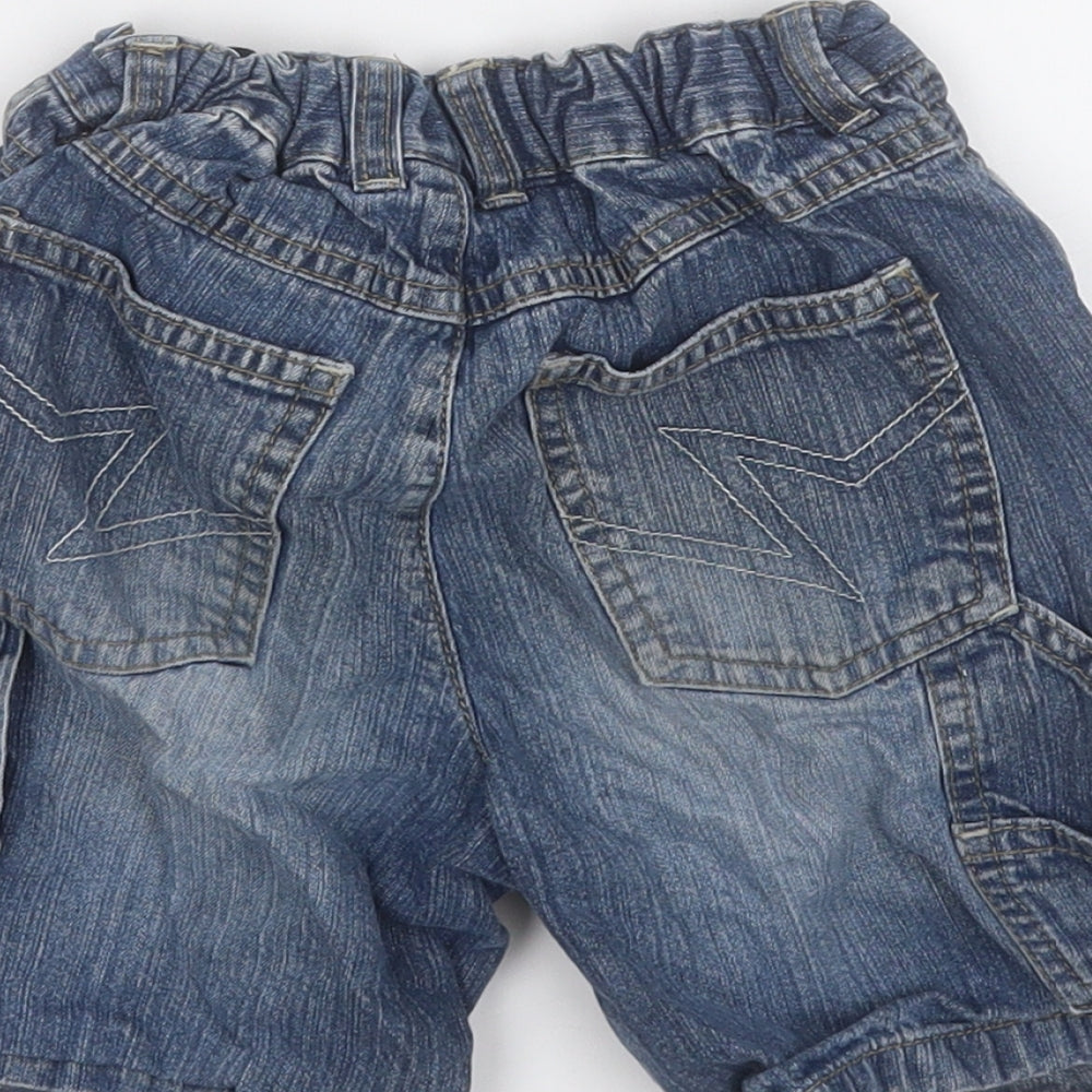 TU Boys Blue Cotton Dungaree Shorts Shorts Size 3-4 Years Regular