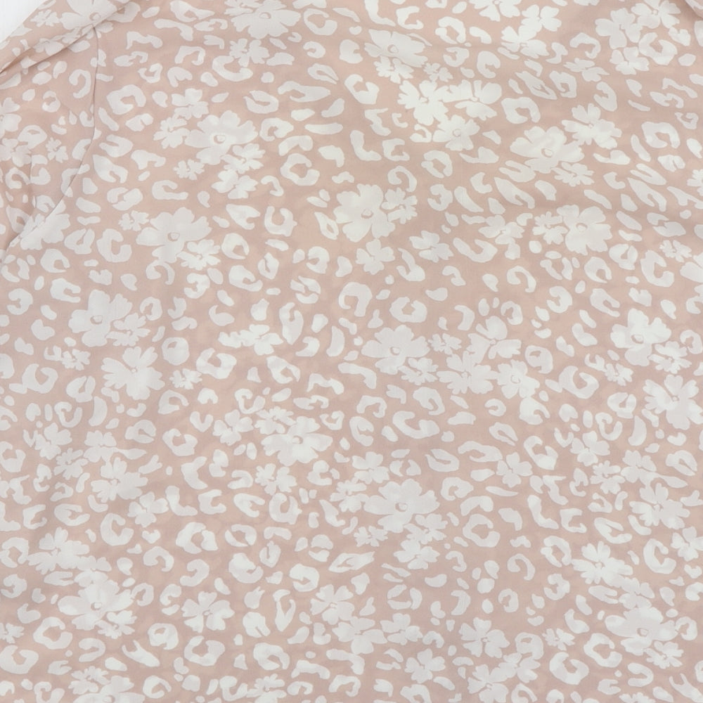 Dorothy Perkins Womens Pink Animal Print Polyester Basic Blouse Size 12 Round Neck