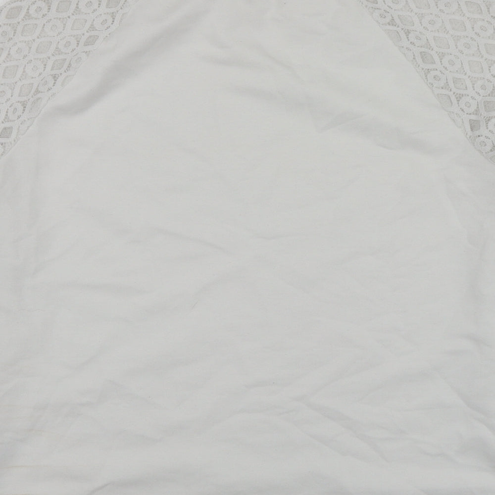 SheIn Womens White Polyester Pullover Sweatshirt Size S