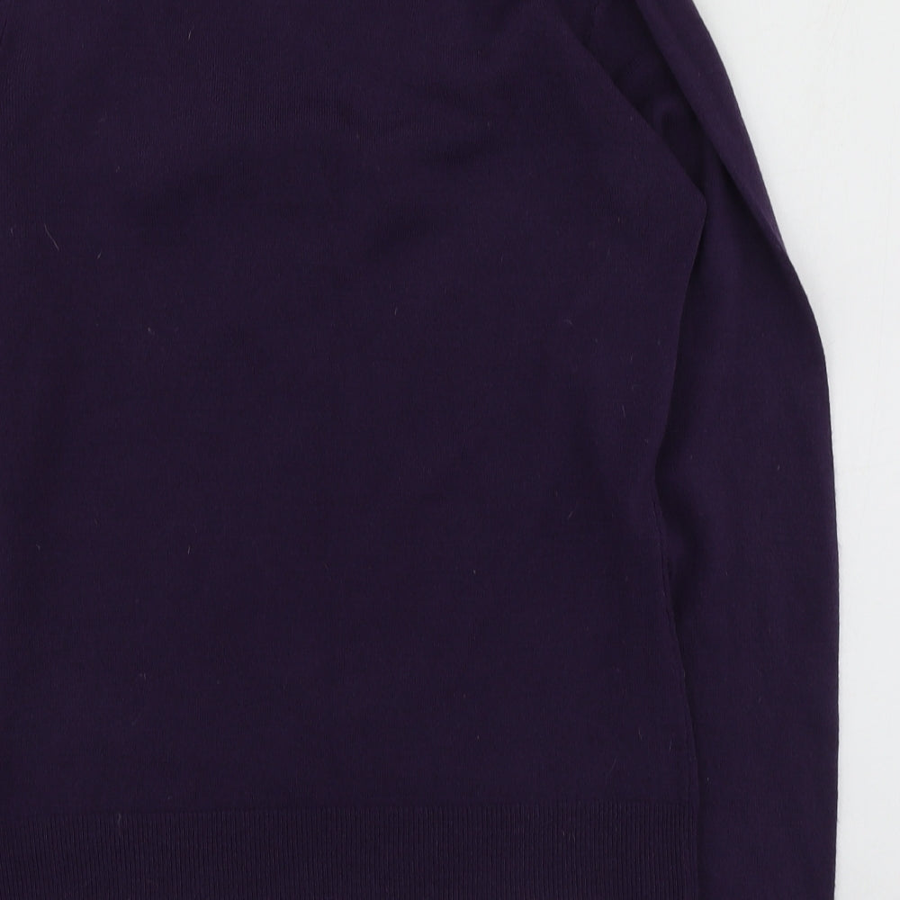 M&Co Womens Purple V-Neck Acrylic Pullover Jumper Size M