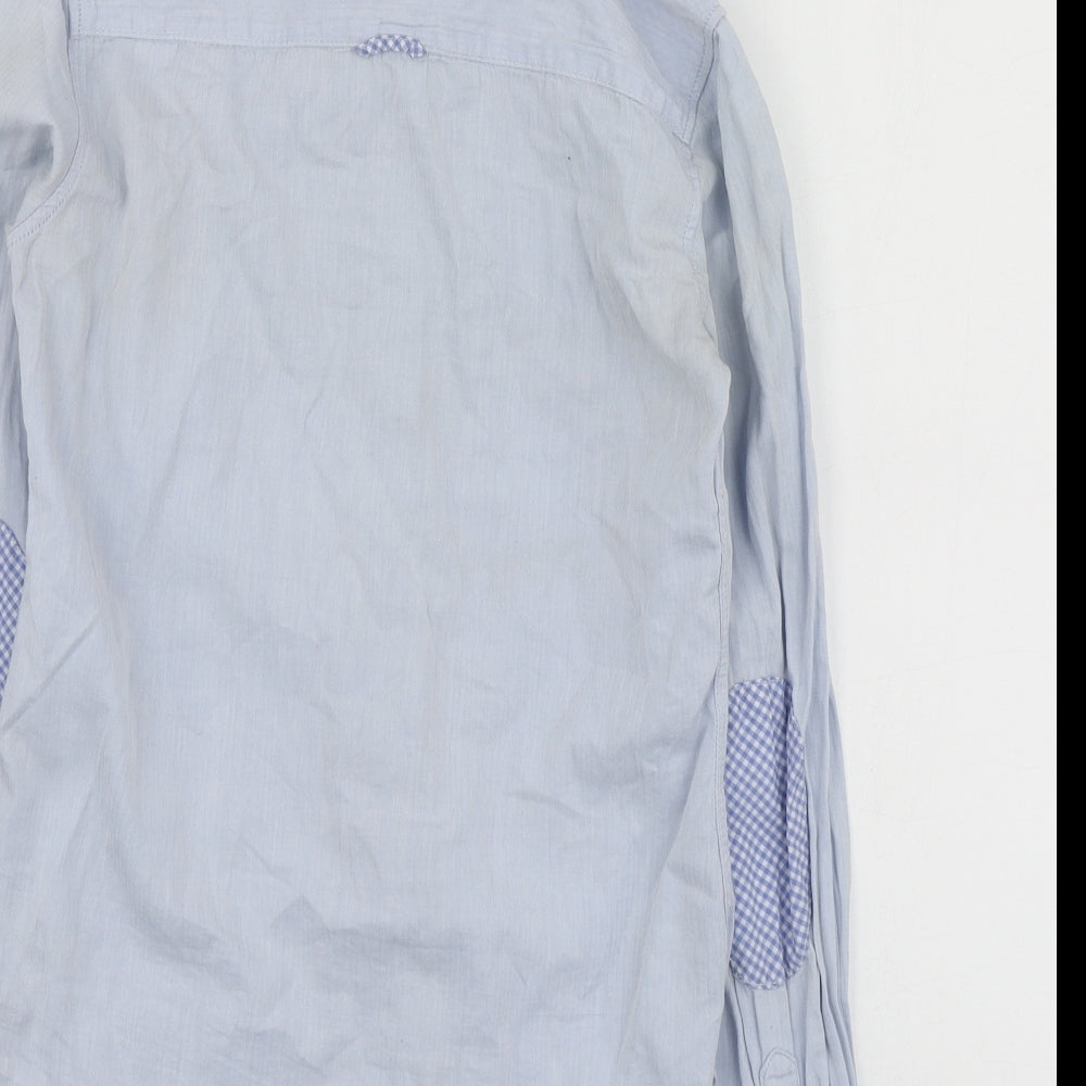 H&M Womens Blue Cotton Basic Button-Up Size 32 Collared