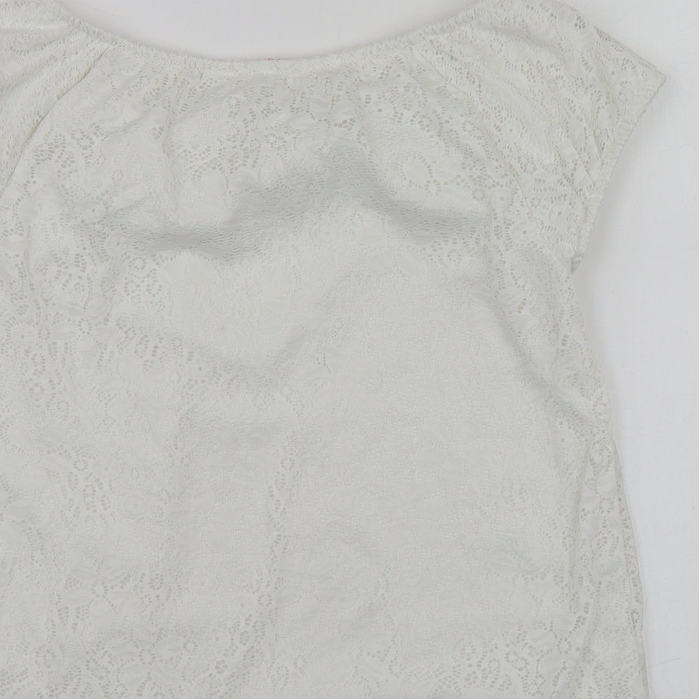 H&M Girls White Cotton Basic Blouse Size 13-14 Years Square Neck
