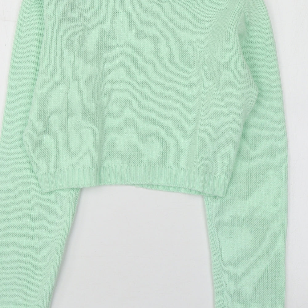 Glamorous Womens Green Round Neck Acrylic Pullover Jumper Size 10