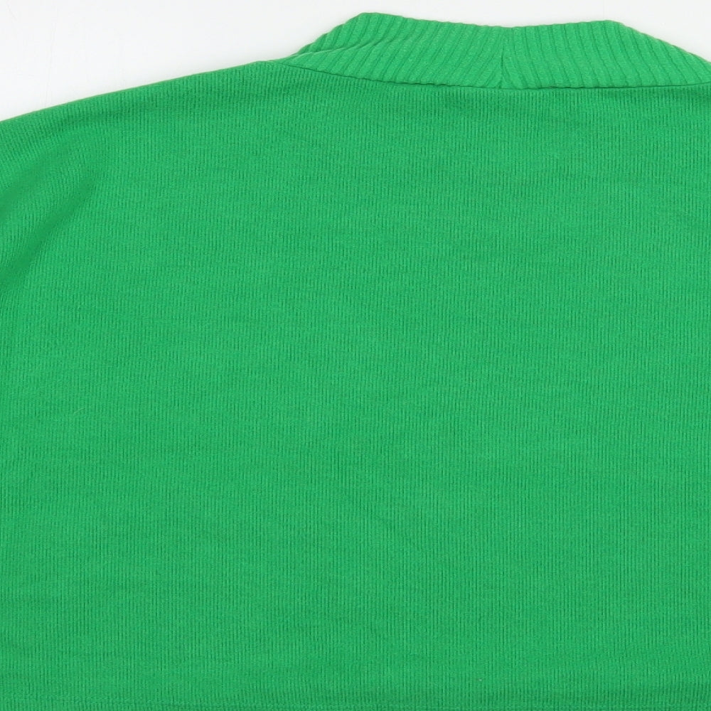 ASOS Womens Green High Neck Polyester Pullover Jumper Size 18 - Cropped
