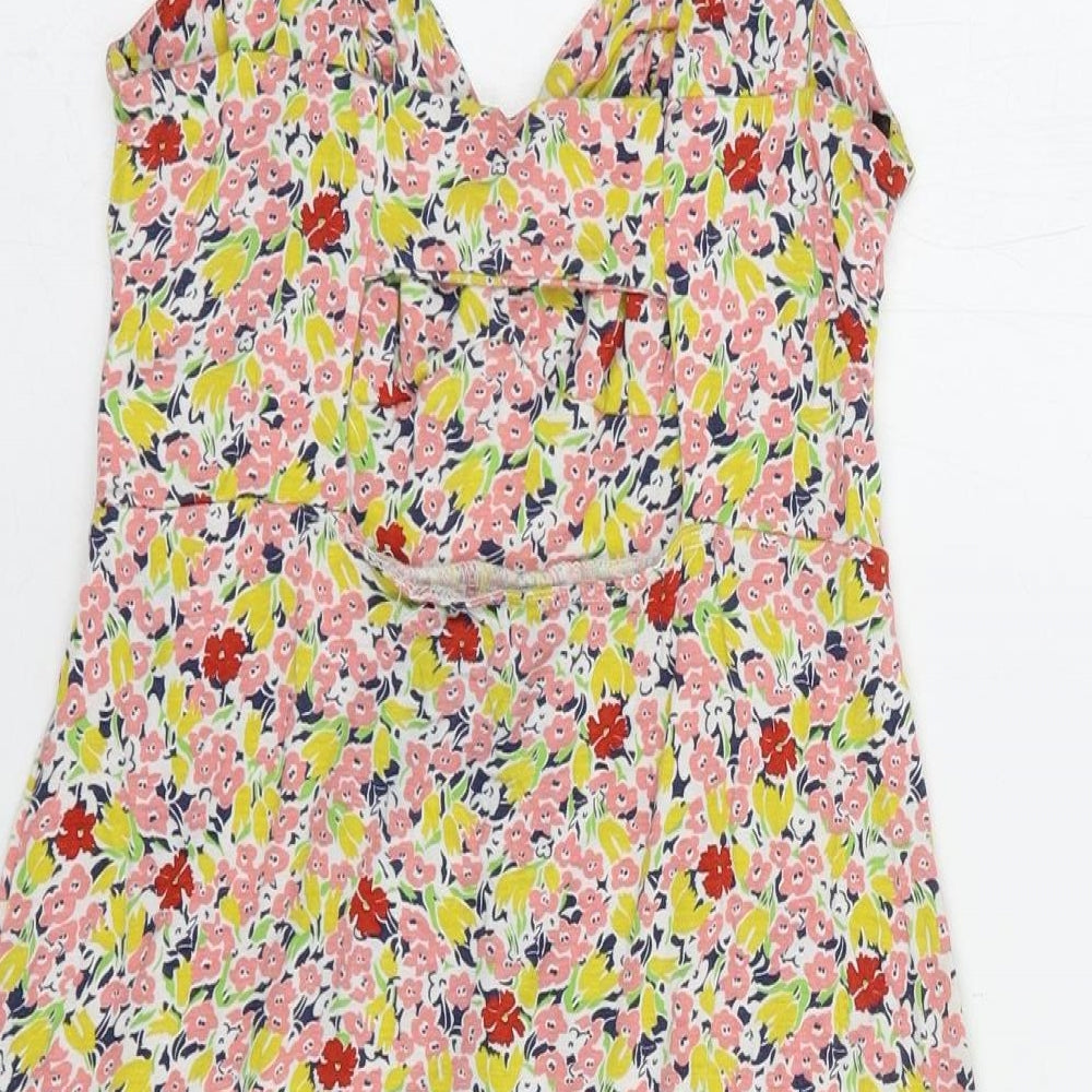 Warehouse Womens Multicoloured Floral Viscose Tank Dress Size 8 Sweetheart Pullover