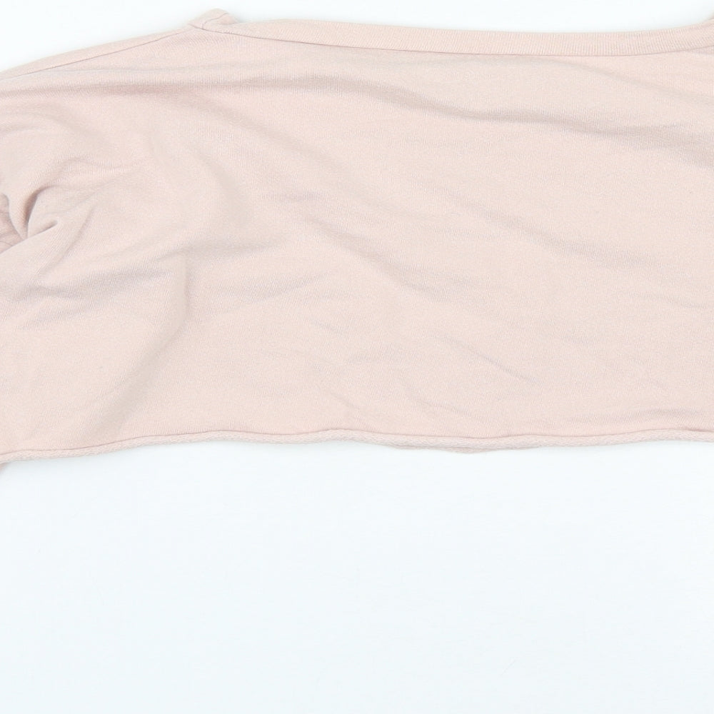 PRETTYLITTLETHING Womens Pink Cotton Pullover Sweatshirt Size 10 - Cropped