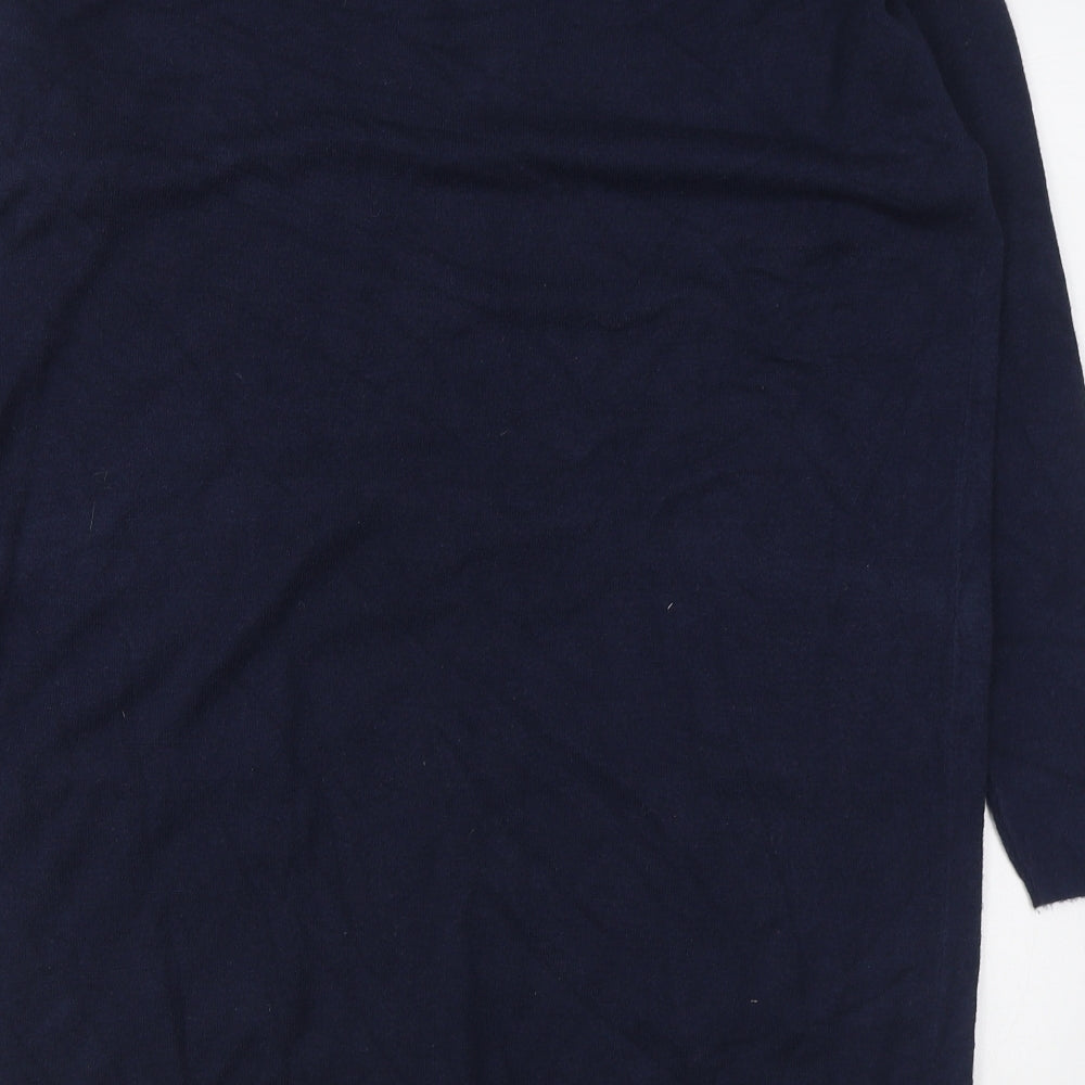 Amara Reya Womens Blue Round Neck Viscose Pullover Jumper Size S