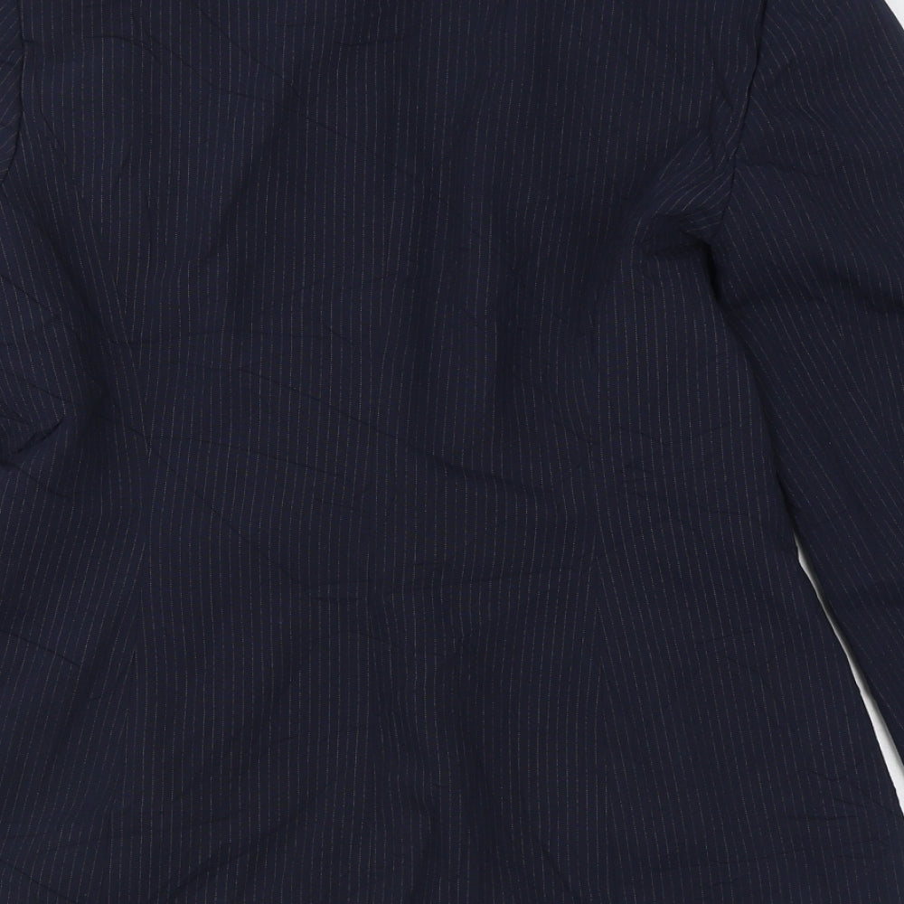 George Womens Blue Striped Jacket Blazer Size 12 Button