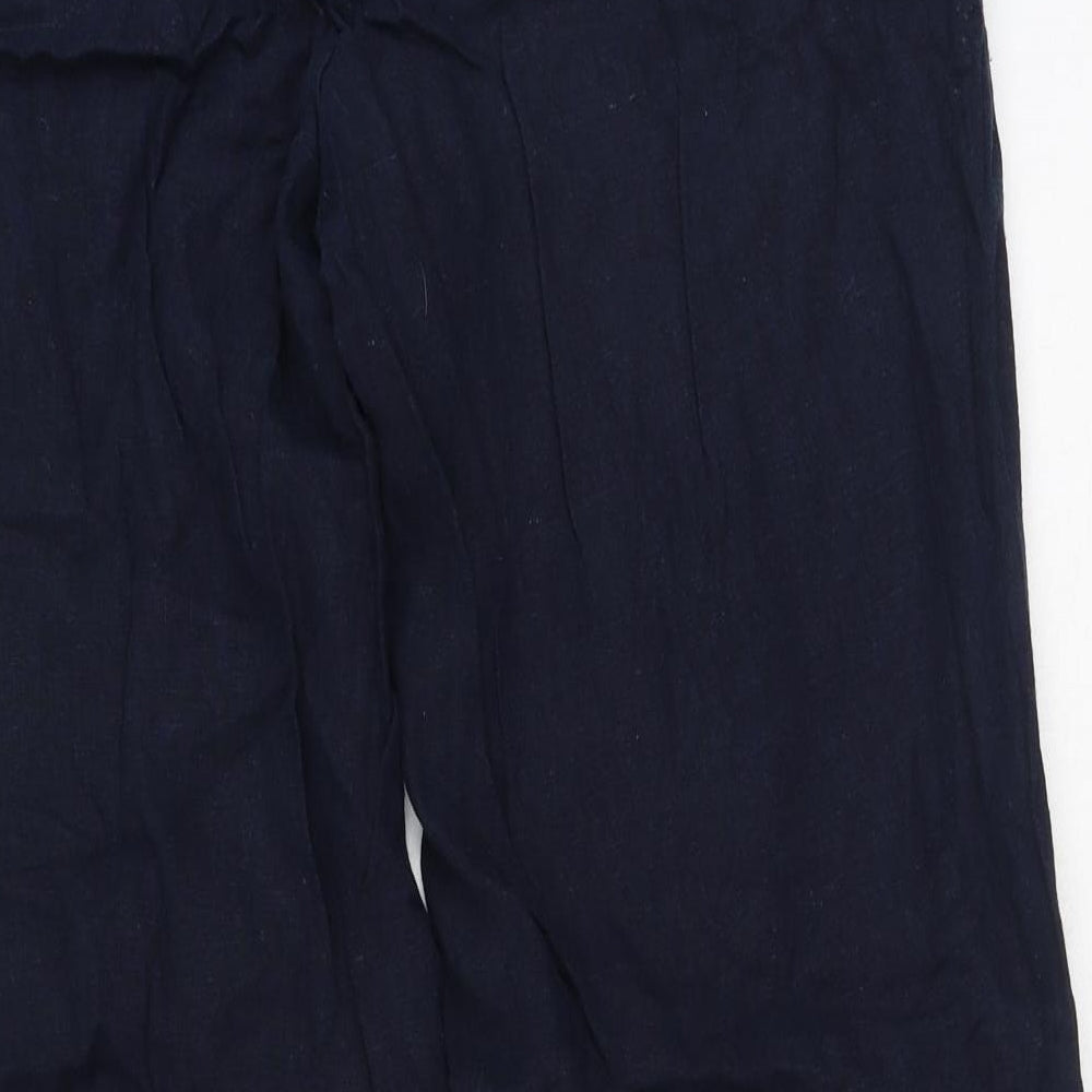 Marks and Spencer Womens Blue Cotton Trousers Size 34 L32.5 in Regular
