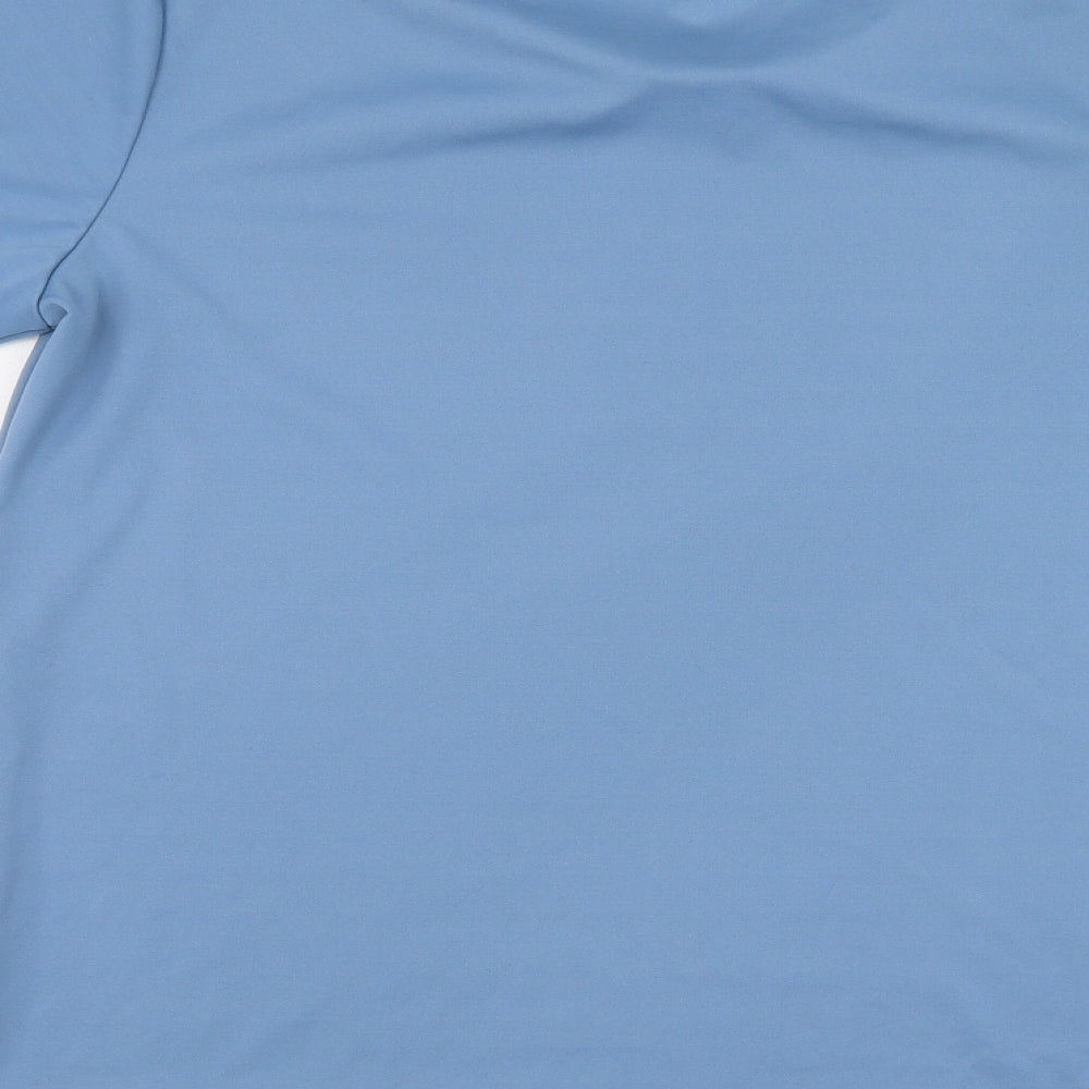 Preworn Womens Blue Polyester Basic T-Shirt Size S Round Neck