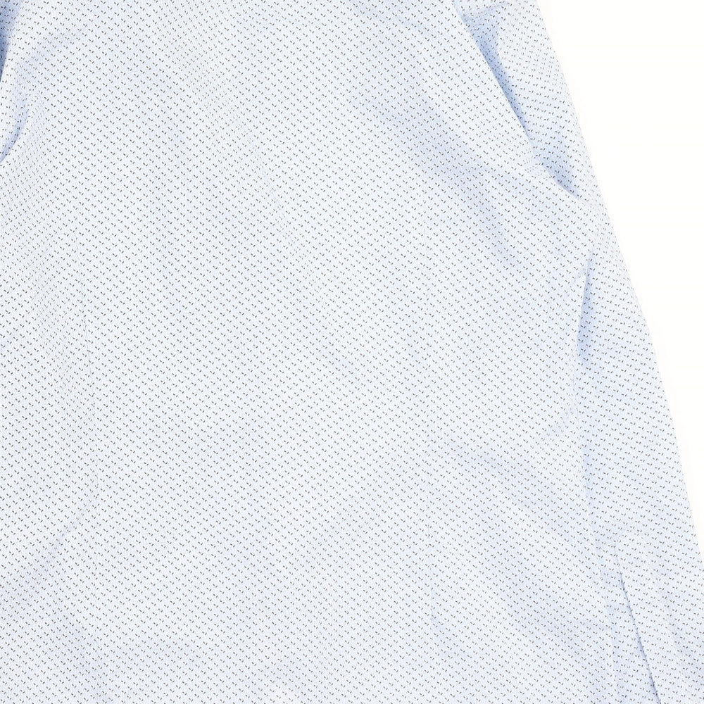 Marks & Spencer Mens Blue Polyester Button-Up Size 43 Collared
