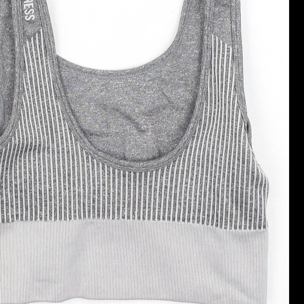 pure fitness Womens Grey Polyester Cropped Tank Size S Round Neck