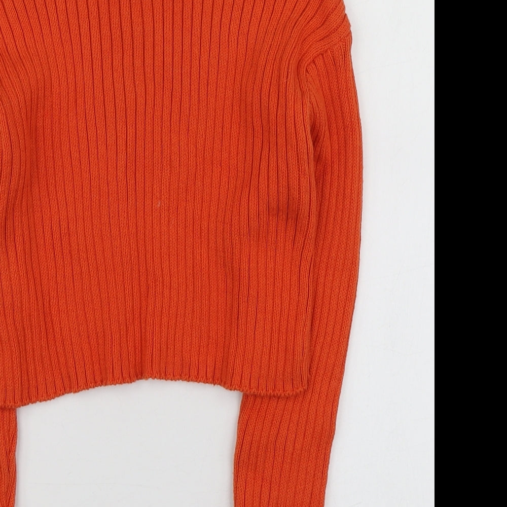 George Womens Orange Round Neck Cotton Pullover Jumper Size XS