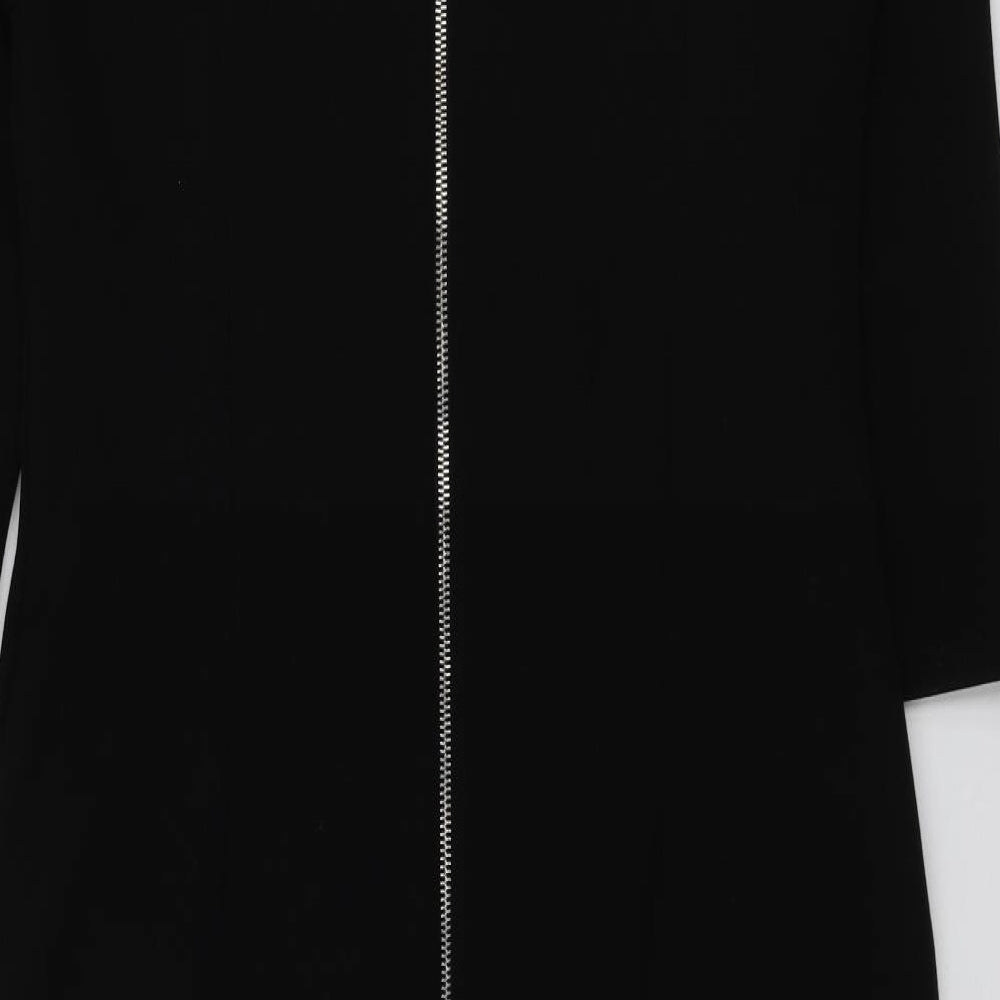 Luiza Womens Black Polyester A-Line Size 40 Round Neck