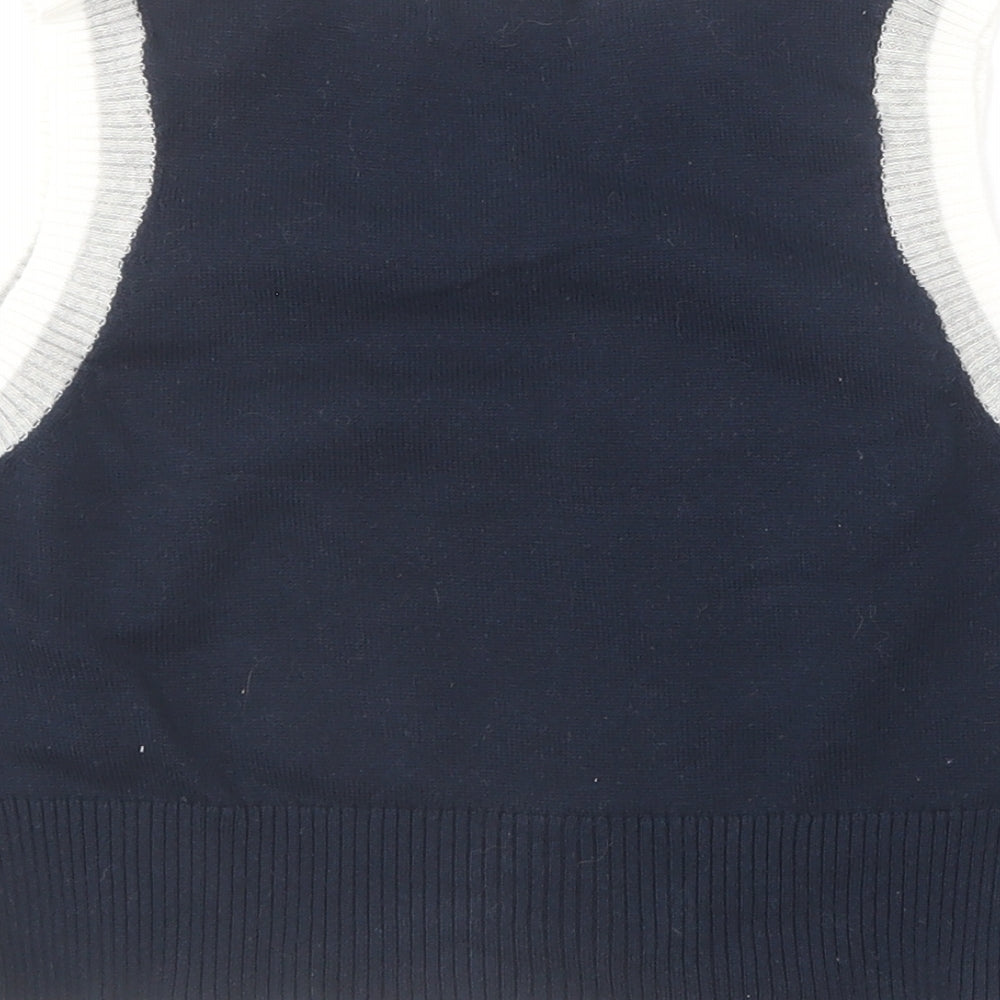 SheIn Girls Blue V-Neck Cotton Pullover Jumper Size 6-7 Years