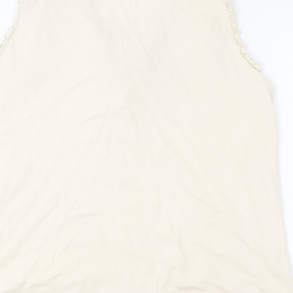 Agenda Womens Beige Cotton Basic Tank Size 22 Round Neck
