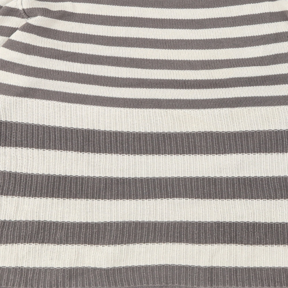 NEXT Womens Brown Round Neck Striped Cotton Pullover Jumper Size 14