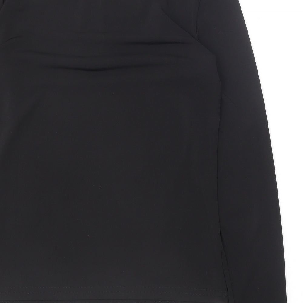 New Look Womens Black Polyester Basic Blouse Size 8 Crew Neck