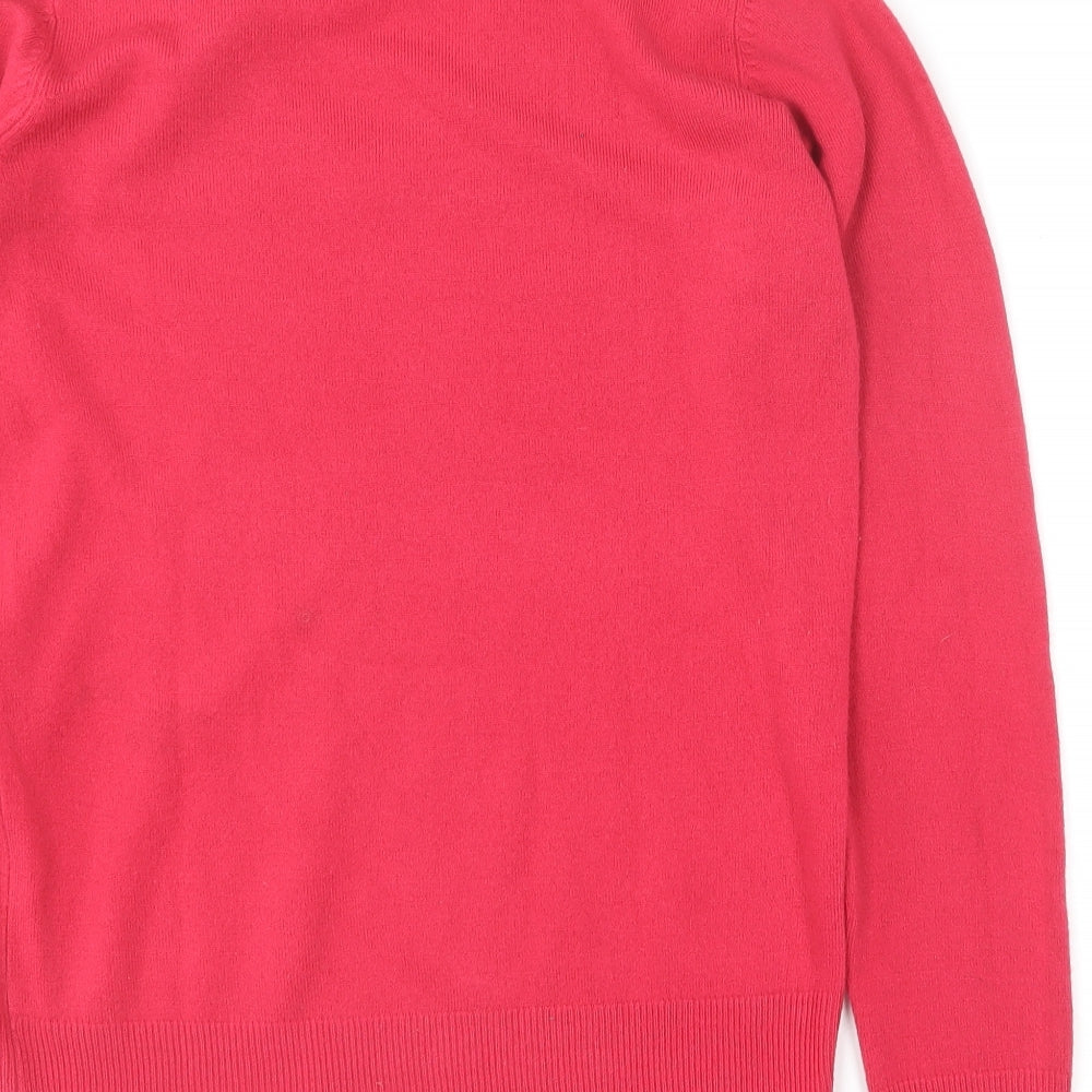 NEXT Womens Pink V-Neck Acrylic Pullover Jumper Size 8